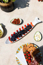 Red & White Fish-Shaped Ceramic Serving Dish