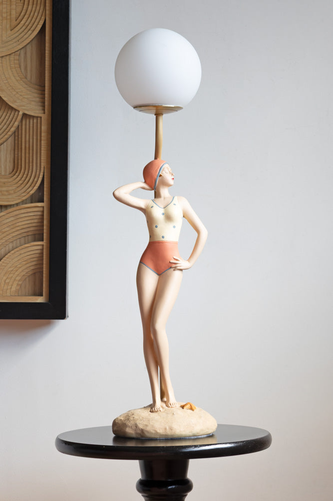 Retro-Style Bather Table Lamp with Globe