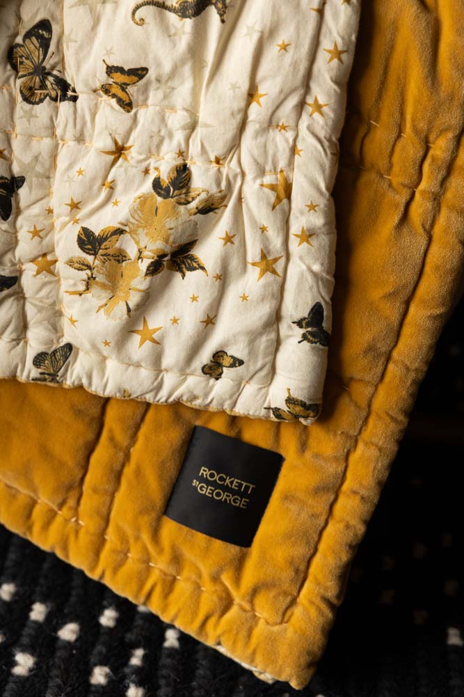 Reversible Gold Rock & Rose Blanket