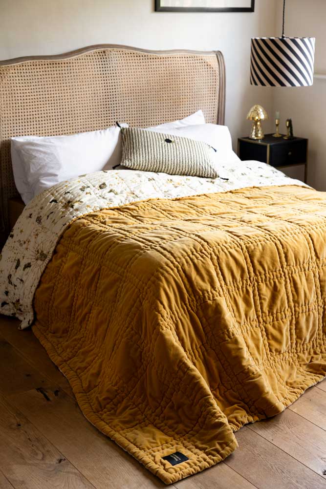 Reversible Gold Rock & Rose Blanket