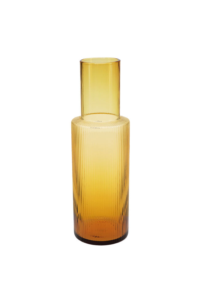 Ribbed Amber Glass Carafe & Tumbler - Available in Two Options