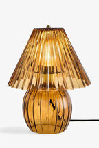Ribbed Amber Glass Table Lamp