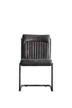 Ribbed Antique-Style Black Leather Chair