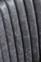 Ribbed Antique-Style Black Leather Swivel Chair
