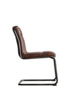 Ribbed Antique-Style Brown Leather Chair