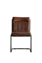 Ribbed Antique-Style Brown Leather Chair