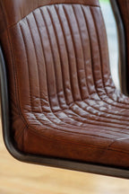 Ribbed Antique-Style Brown Leather Chair