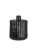 Ribbed Black Glass Storage Canister