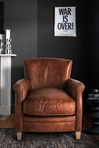 Vintage-Style Dark Brown Leather Armchair