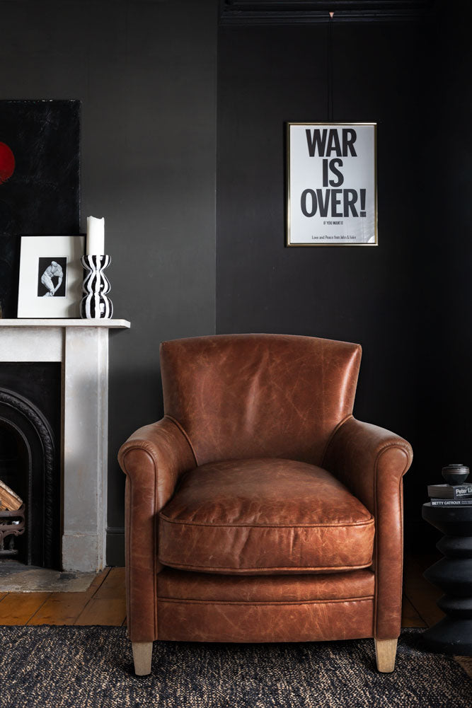 Vintage-Style Dark Brown Leather Armchair