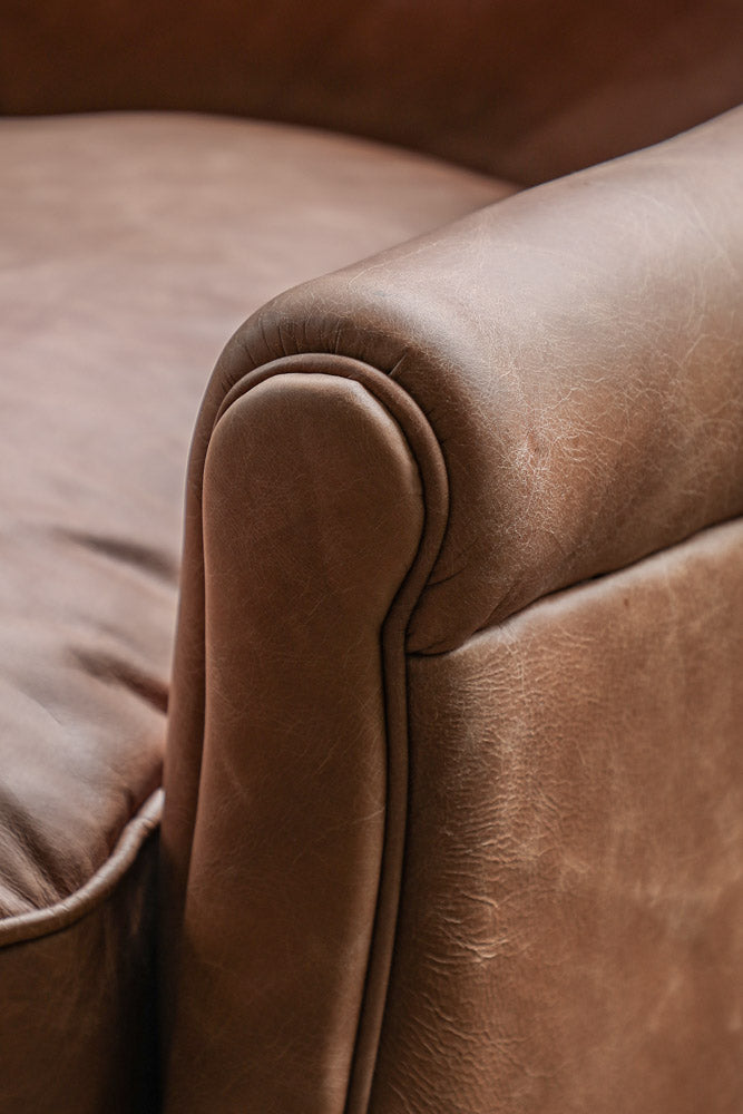 Vintage-Style Dark Brown Leather Armchair
