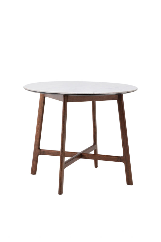 Round Acacia & Marble Dining Table