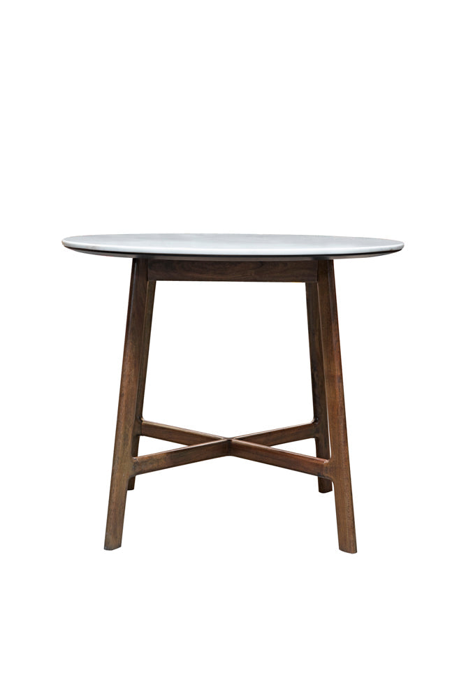 Round Acacia & Marble Dining Table
