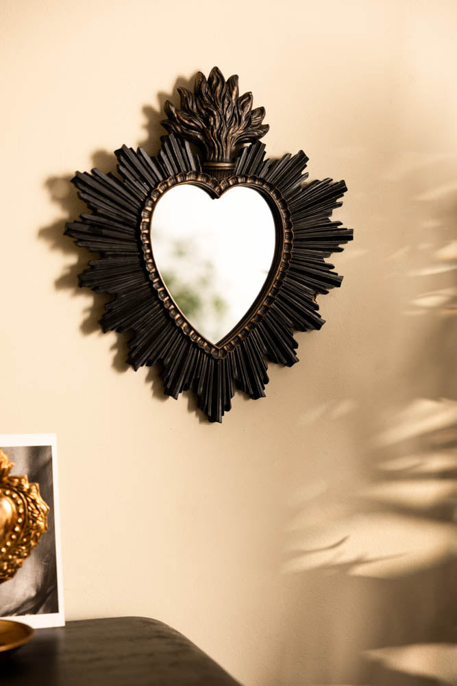 Sacred Heart Black Frame Decorative Mirror
