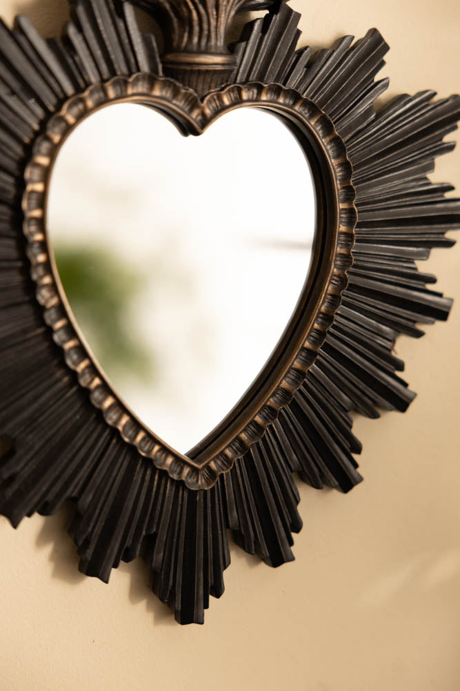 Sacred Heart Black Frame Decorative Mirror