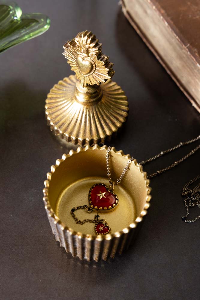 Sacred Heart Gold Trinket Pot