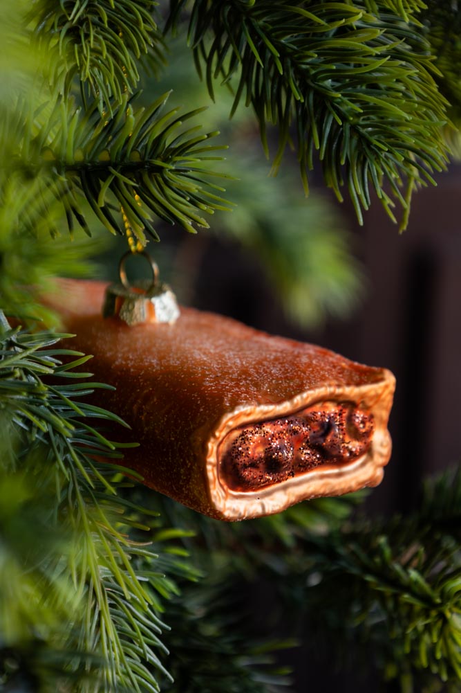 Sausage Roll Glass Christmas Tree Decoration