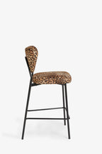Set Of 2 Bar Stools in Leopard Print Velvet