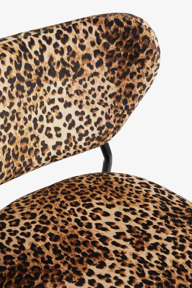 Set Of 2 Bar Stools in Leopard Print Velvet