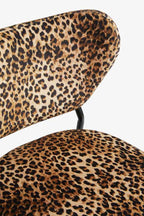 Set Of 2 Bar Stools in Leopard Print Velvet