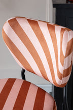 Set Of 2 Bar Stools in Pink & Amber Stripe Velvet