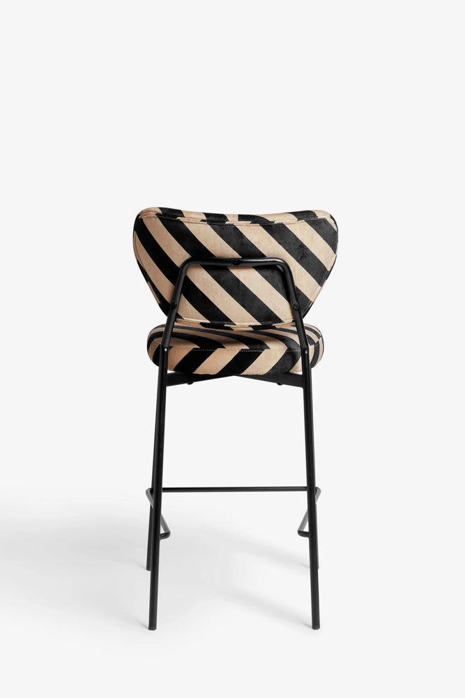 Set Of 2 Bar Stools in Stripe Velvet