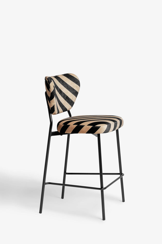 Set Of 2 Bar Stools in Stripe Velvet