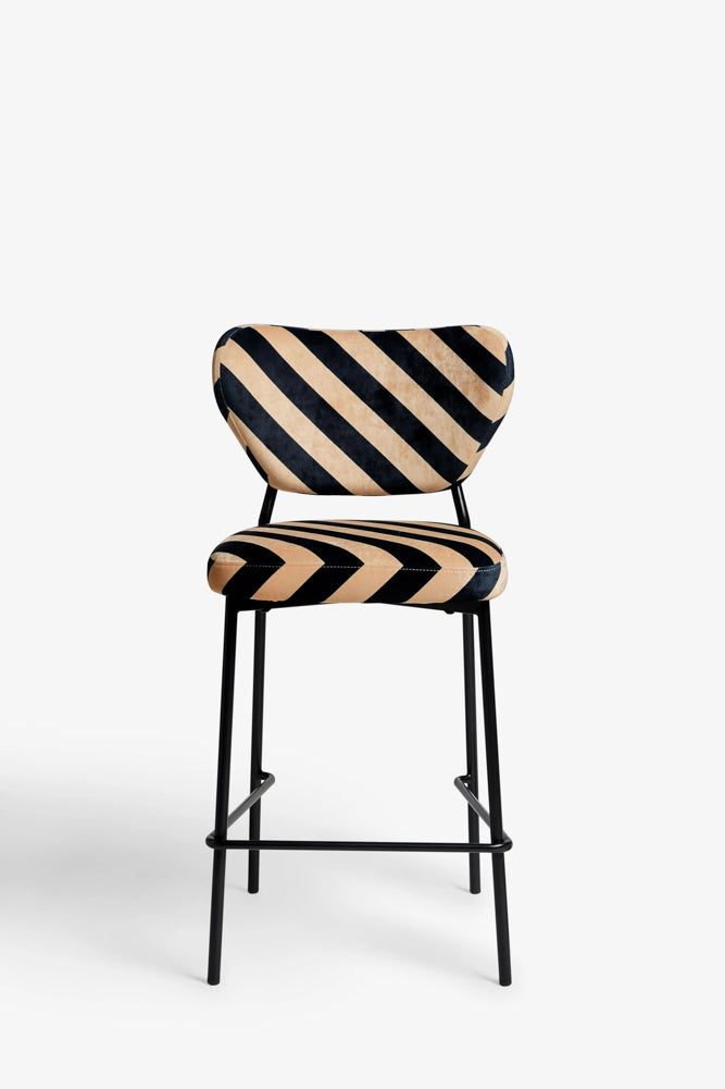 Set Of 2 Bar Stools in Stripe Velvet