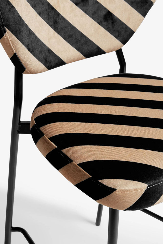Set Of 2 Bar Stools in Stripe Velvet