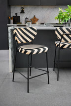 Set Of 2 Bar Stools in Stripe Velvet