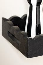 Set Of 2 Black Wooden Scalloped Wall Shelves
