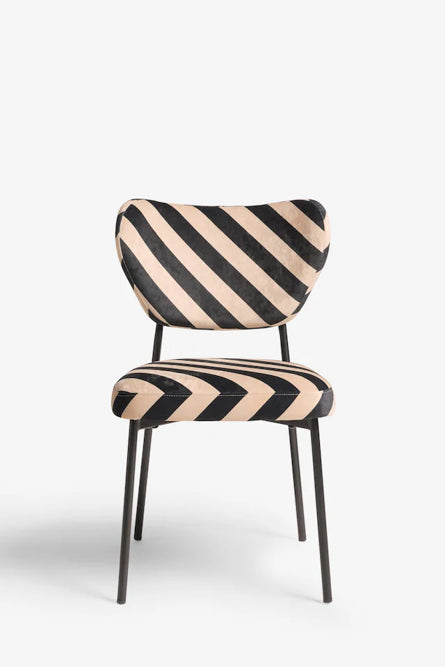 Set Of 2 Dining Chairs In Stripe Velvet