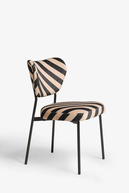 Set Of 2 Dining Chairs In Stripe Velvet