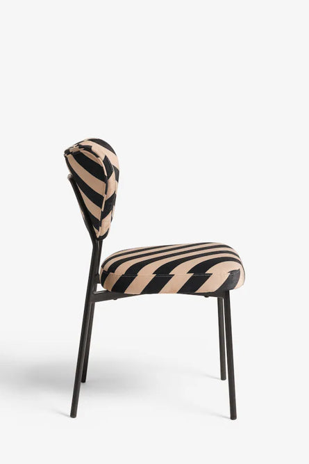 Set Of 2 Dining Chairs In Stripe Velvet
