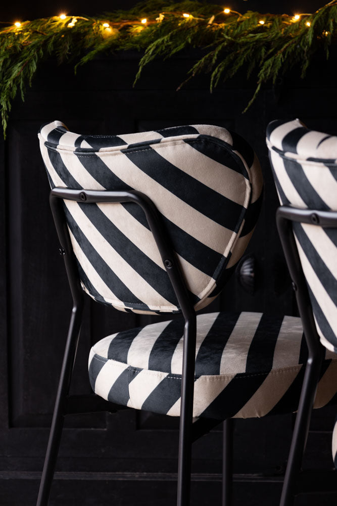 Set Of 2 Dining Chairs In Stripe Velvet