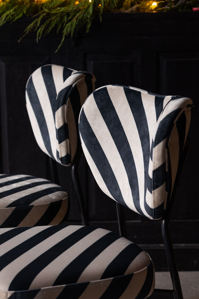 Set Of 2 Dining Chairs In Stripe Velvet