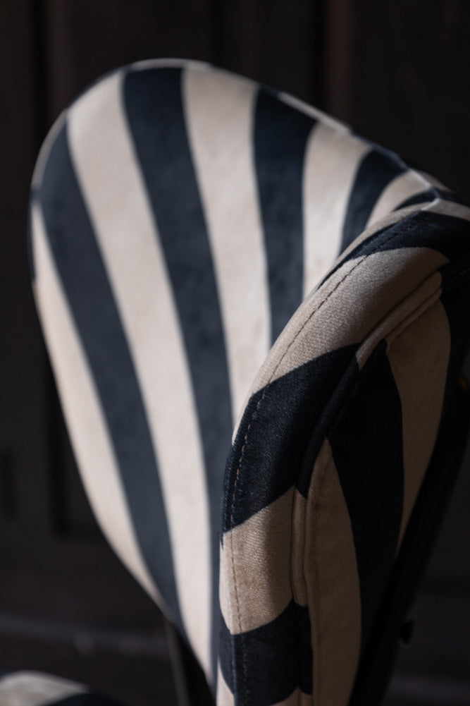 Set Of 2 Dining Chairs In Stripe Velvet