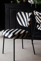 Set Of 2 Dining Chairs In Stripe Velvet