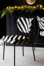 Set Of 2 Dining Chairs In Stripe Velvet