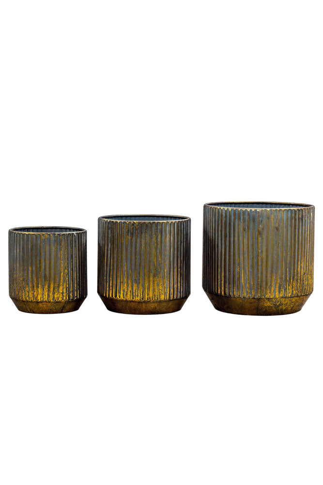 Set Of 3 Bronze Effect Planters