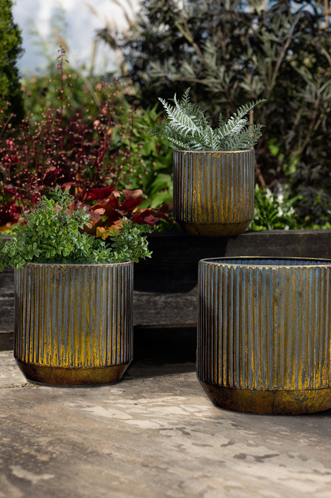 Set Of 3 Bronze Effect Planters