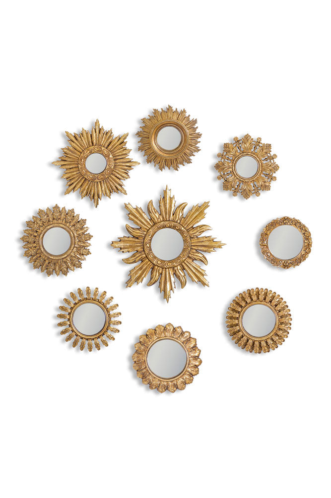 Set Of 9 Assorted Ornate Gold Framed Mirrors