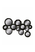 Set of 12 Black Convex Framed Mirrors