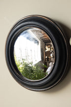 Set of 12 Black Convex Framed Mirrors