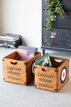 Set of 2 Antiqued Wooden Storage Boxes