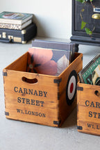 Set of 2 Antiqued Wooden Storage Boxes
