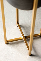 Set of 2 Black Planters With Gold Stand