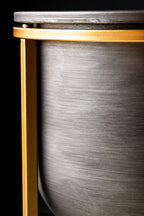 Set of 2 Black Planters With Gold Stand