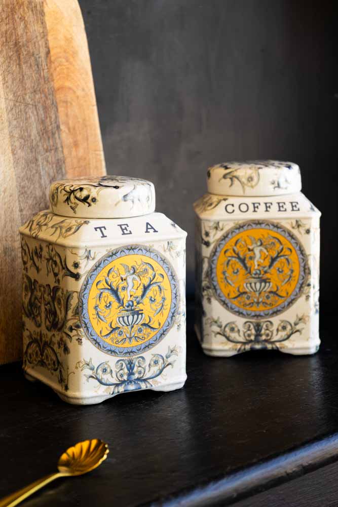 Set of 2 Ceramic Tea & Coffee Storage Jars