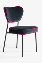 Set of 2 Dining Chairs in Charcoal & Pink Velvet